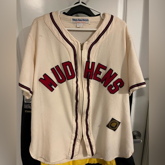 EBBETS FIELD FLANNELS “GOLD LABEL AUTHENTICS” VINTAGE MUDHENS BASEBALL JERSEY - Picture 2 of 5